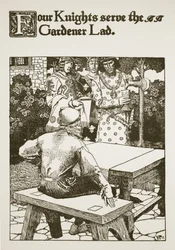 Four Knights serve the Gardener Lad, illustration from 